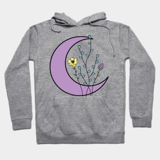 Purple moon flower art Hoodie